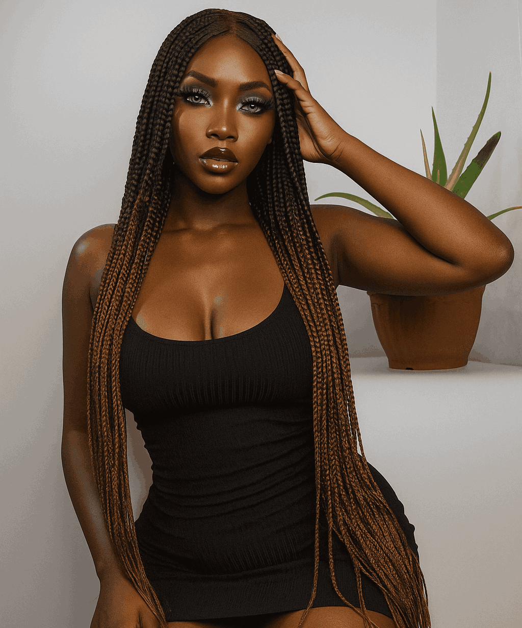 5X5" Closure Box Braid Wig With Cornrow