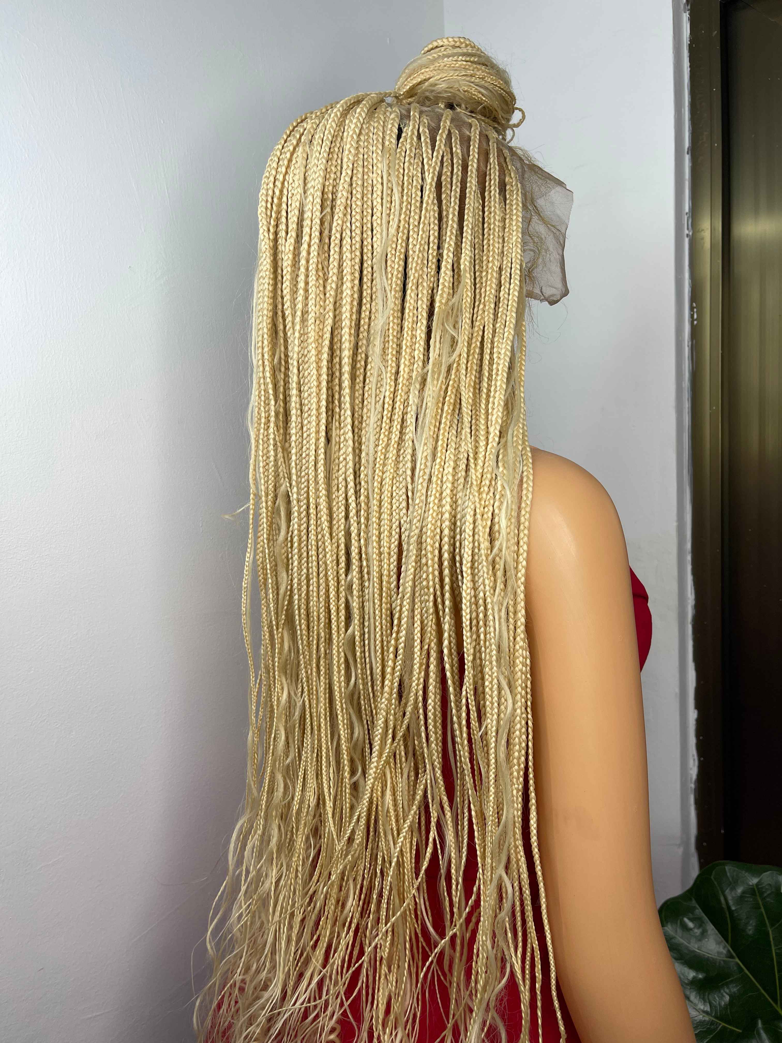 Light Blond Glueless Frontal Goddess Box Braid Wig - Image 2