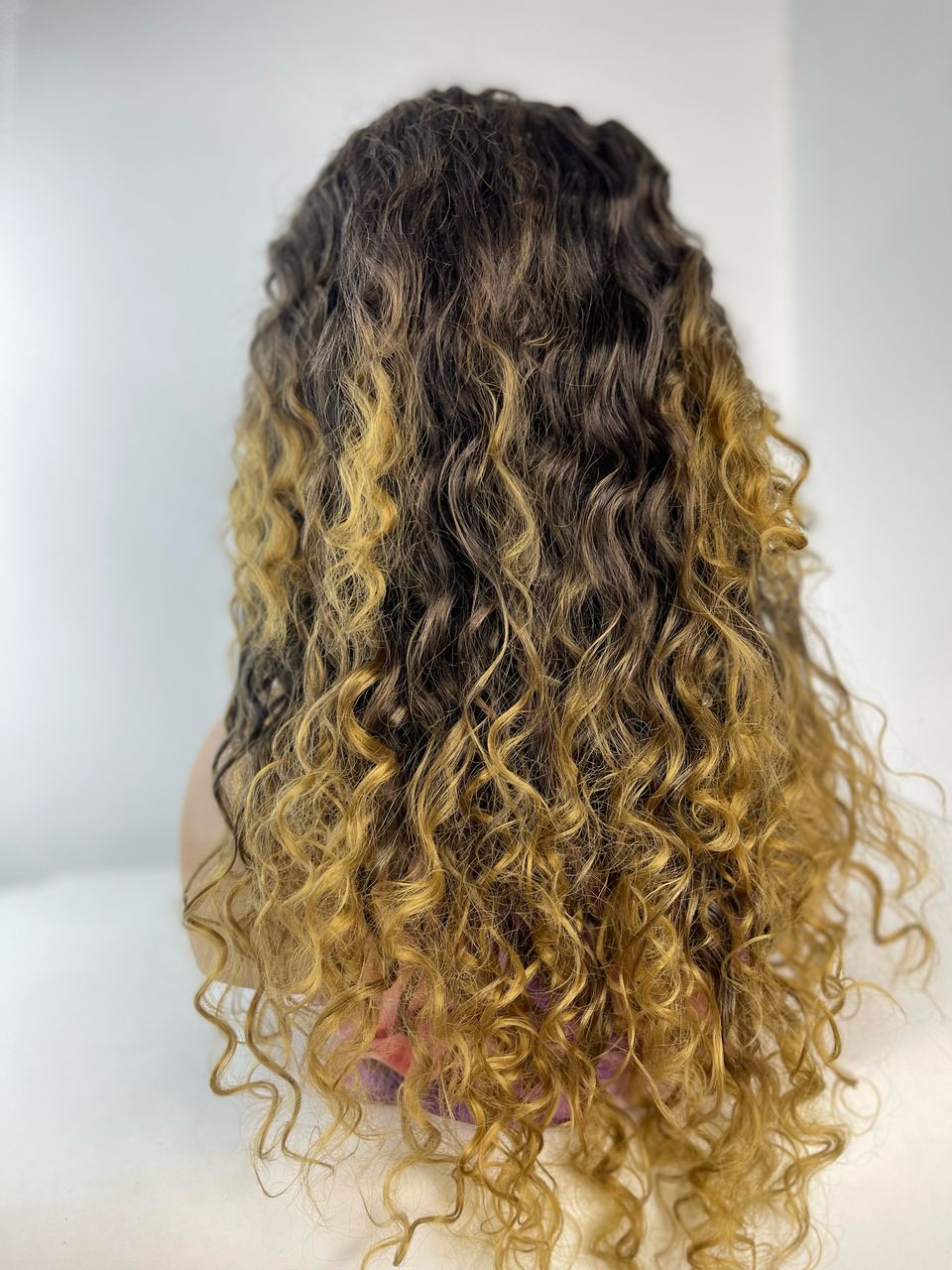 Ombre Black and Blond Curly Wig - Image 5
